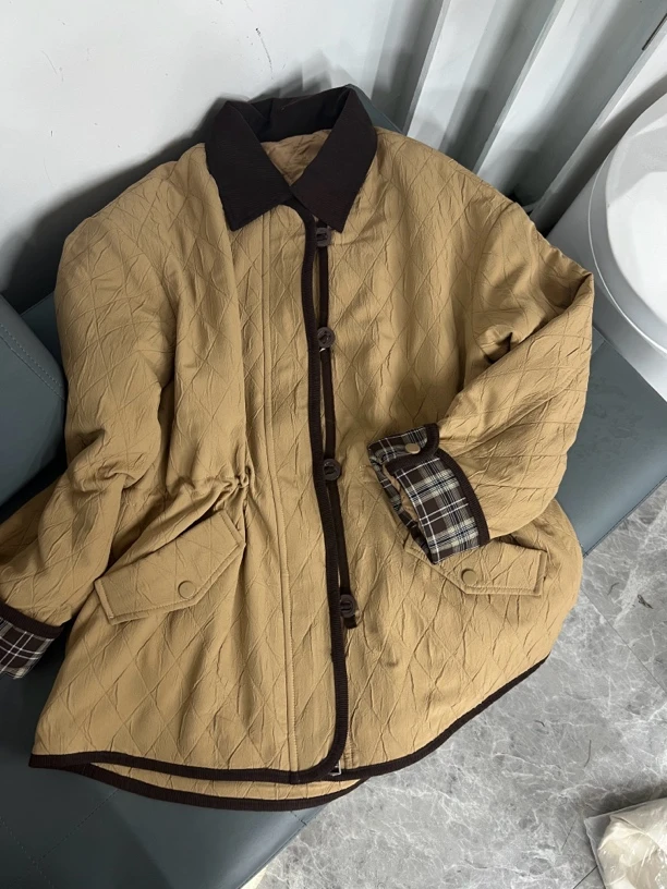 8222菱格棉衣女收腰显瘦轻薄夹棉外套秋冬新款