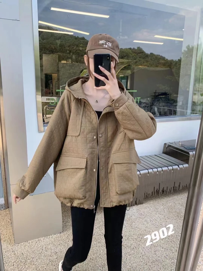 2902厚外套秋冬厚外套时尚休闲百搭连帽宽松韩版