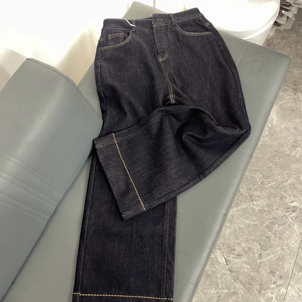 86093高腰显瘦加绒牛仔裤女小个子直筒秋冬保暖