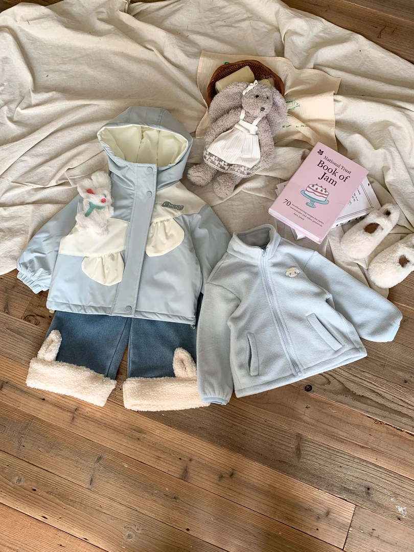 【XTL】2024新深秋韩版蓝色立体兔子三合一冲锋衣加棉外套202