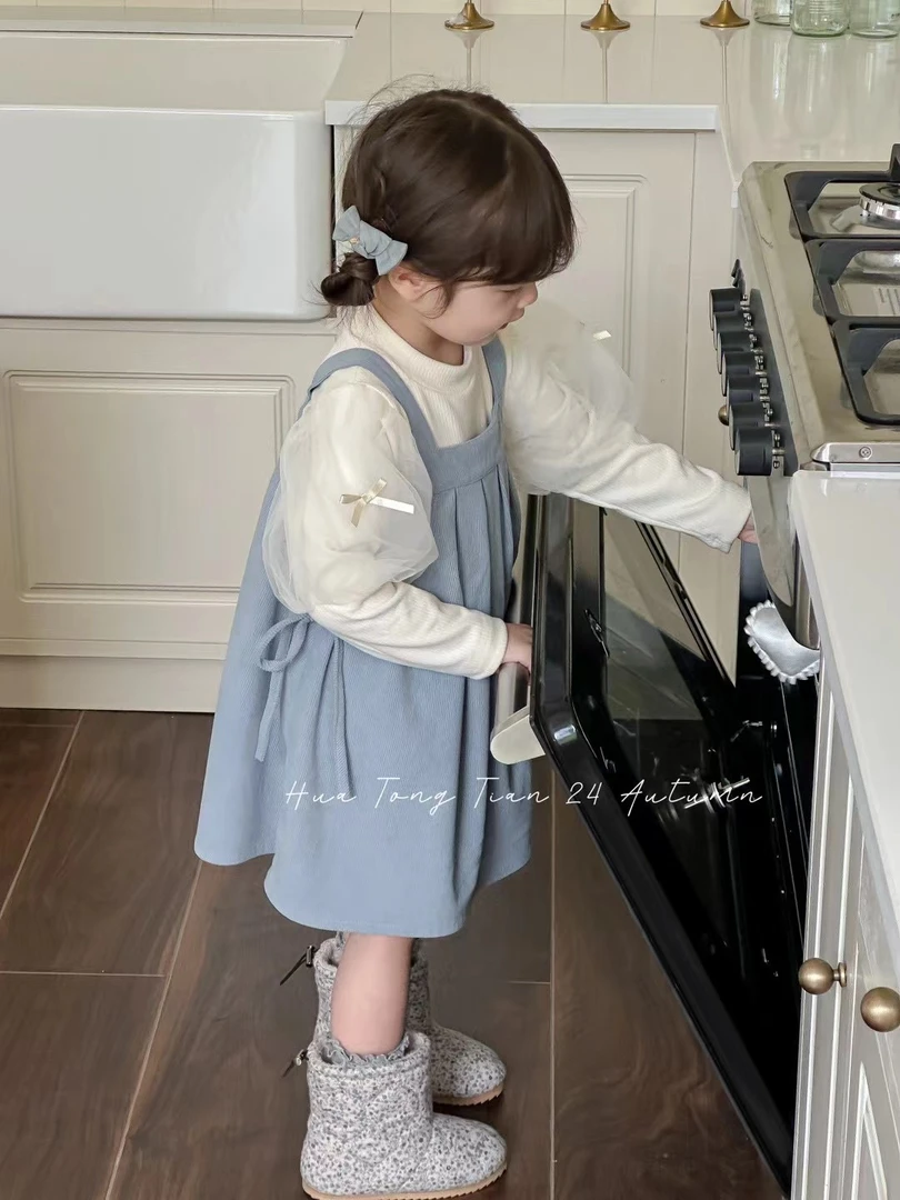 【XTL】2024新秋韩版蓝色背带裙套装891