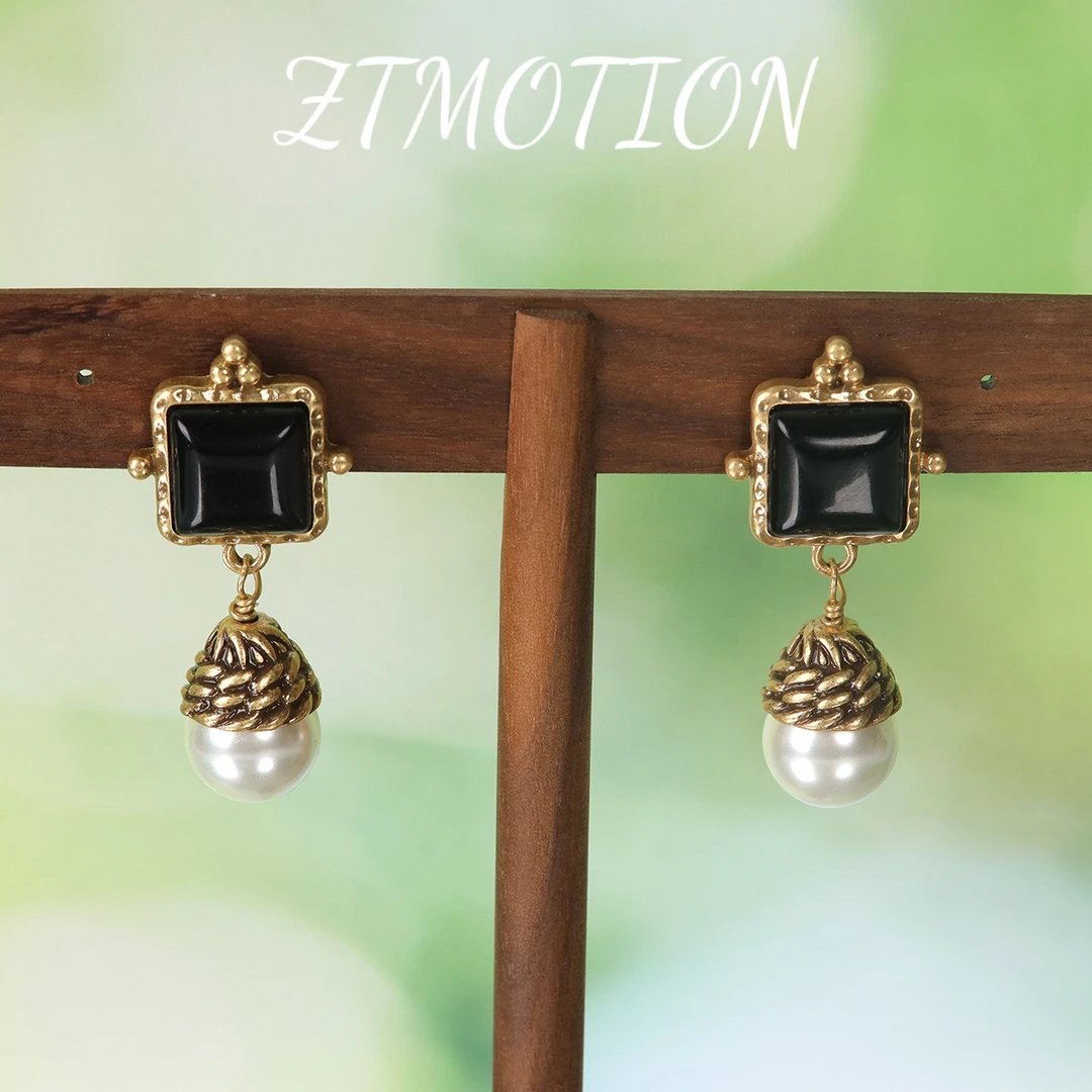 铜合金耳饰 中古vintage高级感小众韩系设计感复古手工做旧百搭