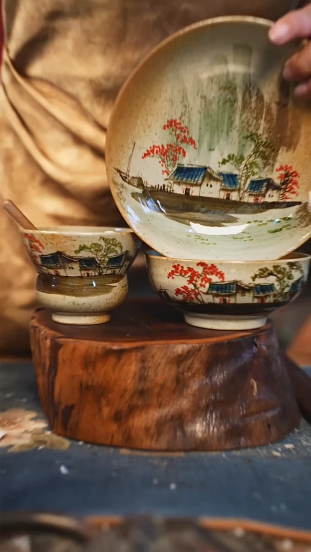 【闪购商品】瓷片手工手绘，高温釉下彩