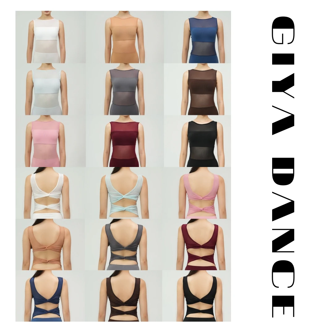 GIYA「素素素」一字领网纱修身质感 后背双扭结自带胸垫底裤