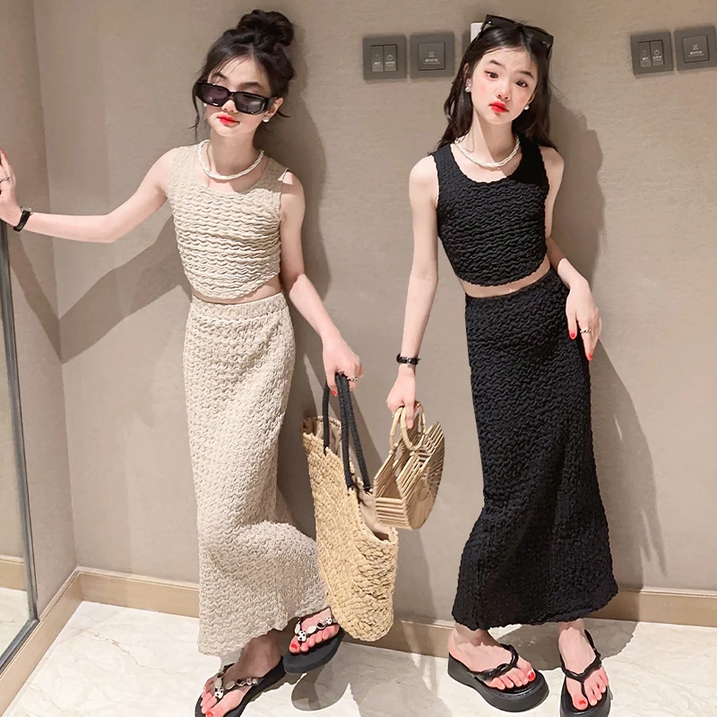 童装女童背心裙2024夏季新款6-12岁15岁中大童裙子时尚洋气女童裙