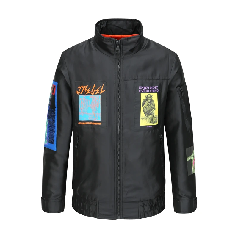 H1114秋冬男式棉衣 立领拉链防风棉服 时尚都市 黑色