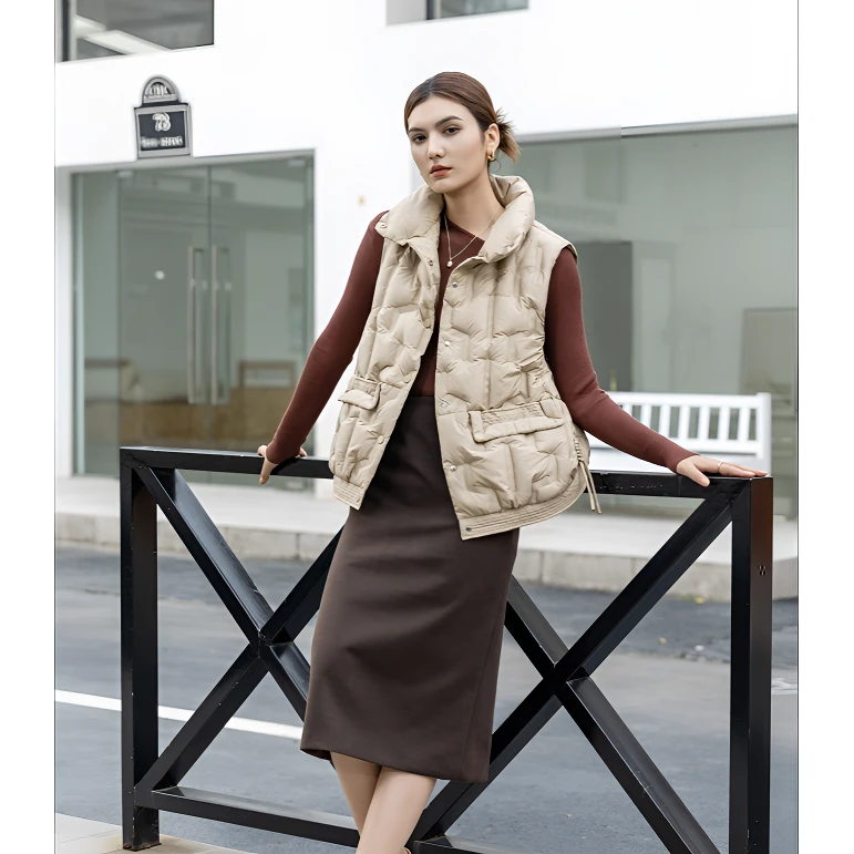 DW5484时尚短款羽绒显瘦休闲百搭女士外穿保暖秋冬羽绒背心