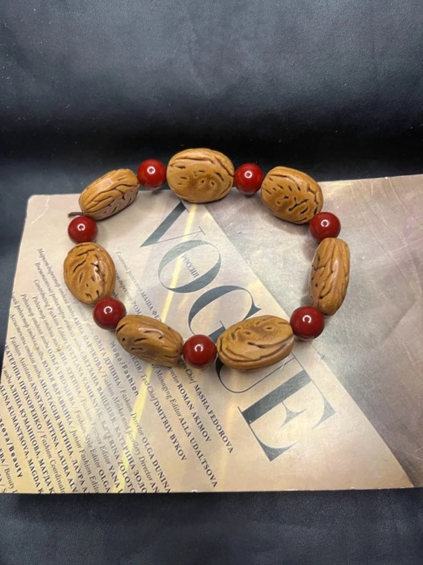 非金属木质手链 手盘文玩毛桃核手串手工