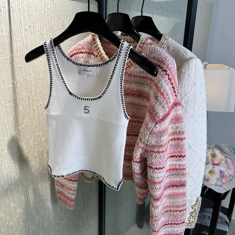 【大大钱·】24sk香香手工背心百搭显瘦有弹力小背心