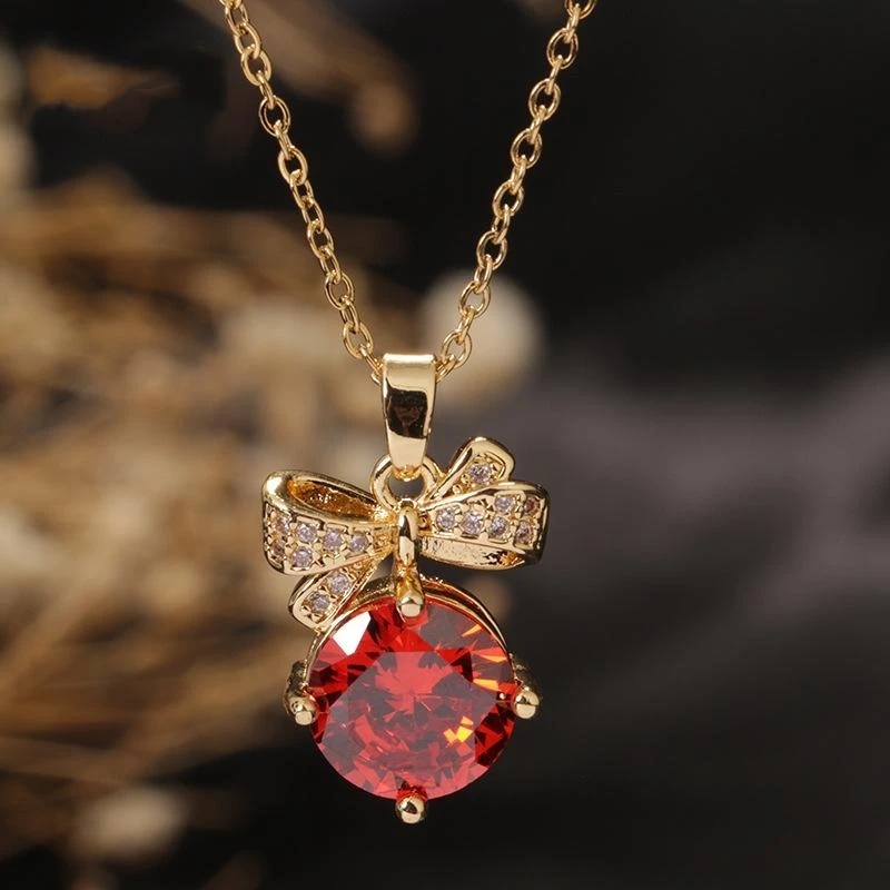 合金项链 日韩简约百搭气质新款吊坠项链时尚轻奢蝴蝶结锁骨链