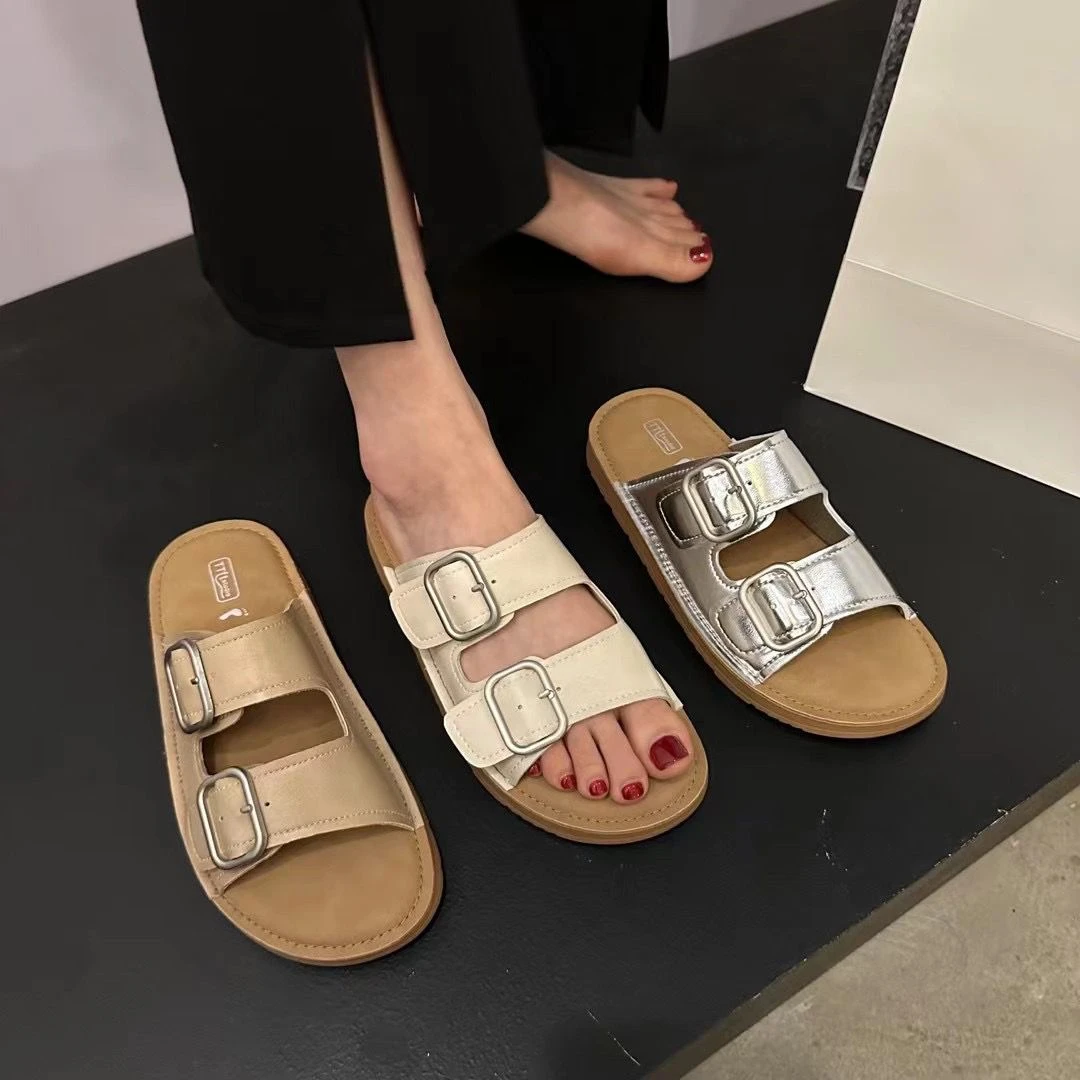 品质版勃肯鞋休闲一字拖鞋女夏外穿博肯鞋皮带扣半拖凉拖鞋