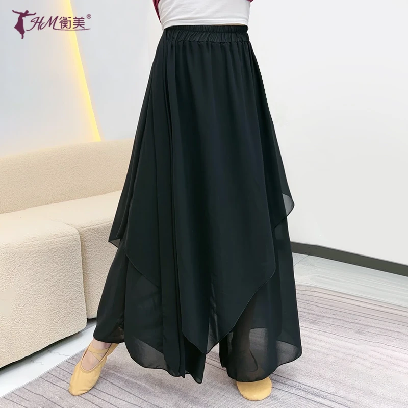 古典舞蹈裤女飘逸宽松仙气雪纺中国民族舞裙裤演出服装阔腿裤