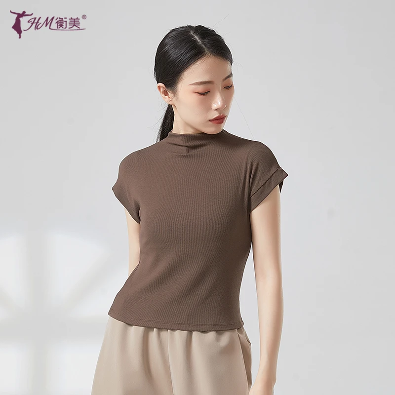 现代舞练功服高领短袖女上衣舞蹈服中国古典舞修身形体训练服夏季