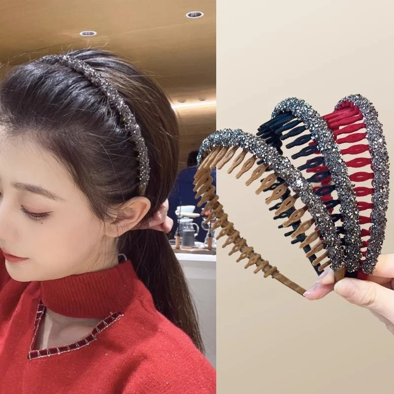 新款植绒满钻成人发卡洗漱发头箍