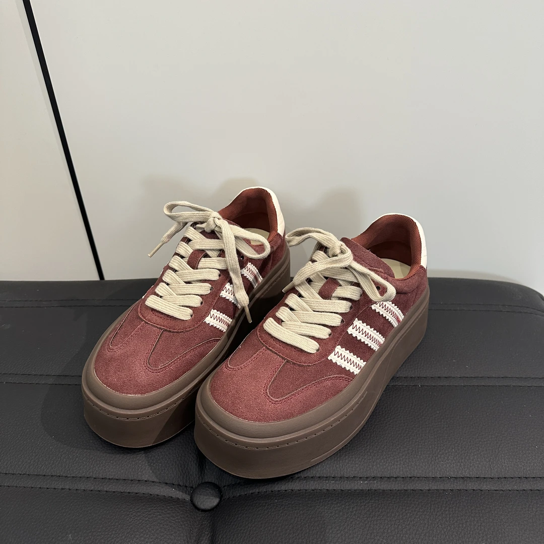 SUSU 复古厚底德训鞋女秋季百搭拼色休闲板鞋 657-68(过3 6)