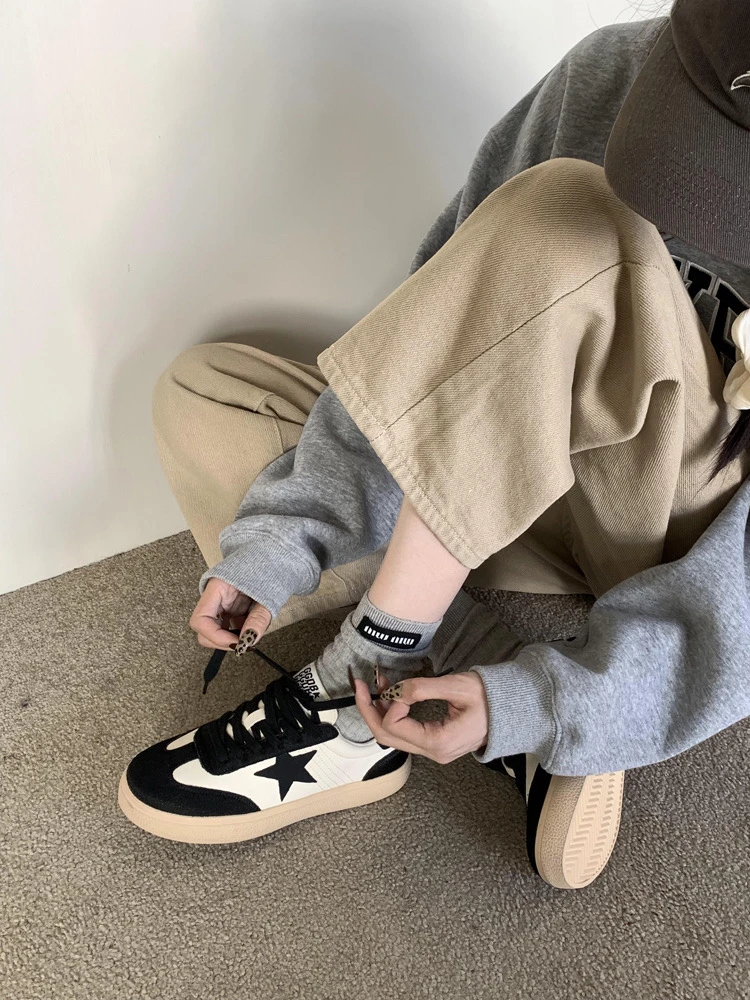 SUSU【做旧星星板鞋】小众厚底增高休闲板鞋1001-46(四小房间）拖1中