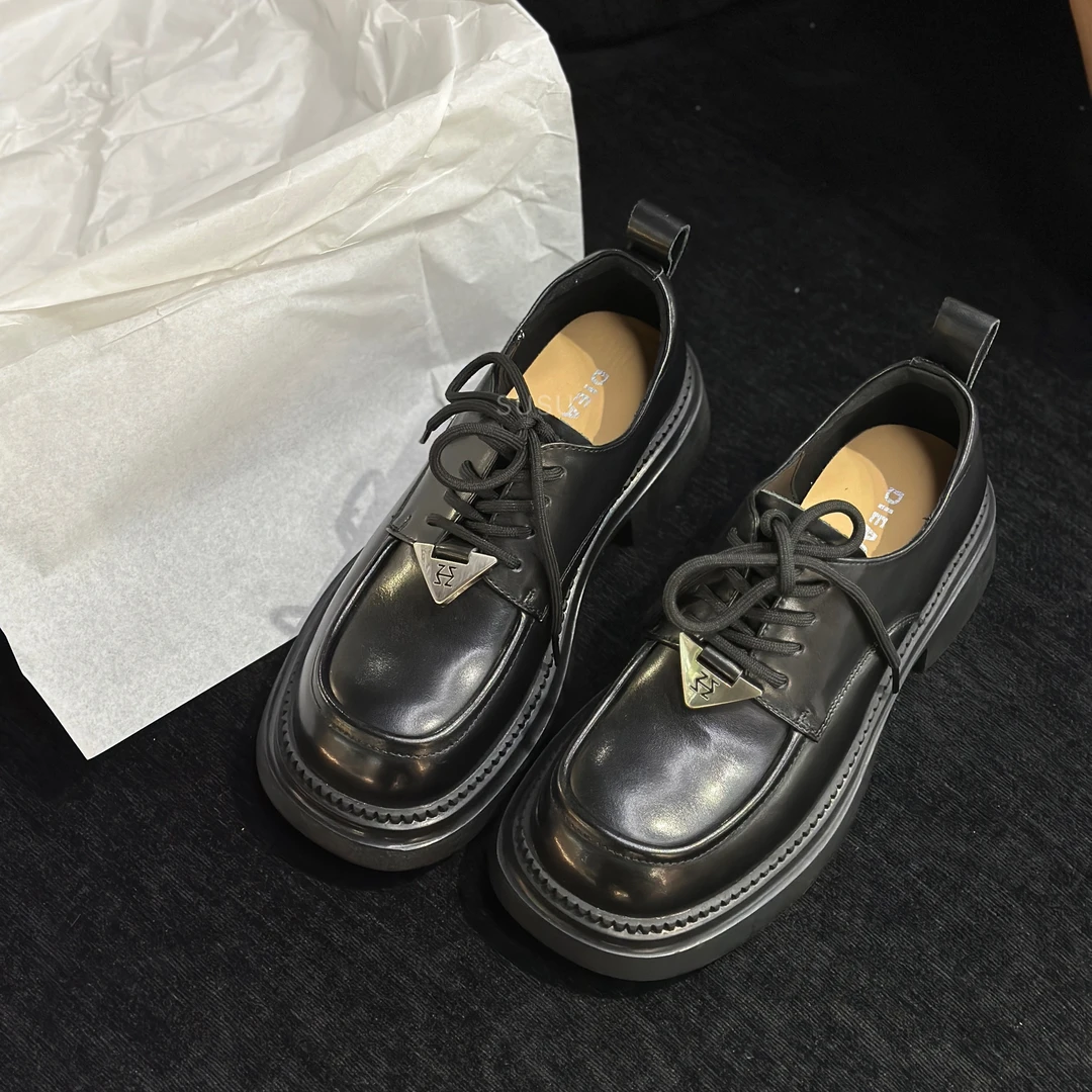 SUSU 英伦风软底软面粗跟厚底气质松糕乐福鞋1602-321（D6+1）前9