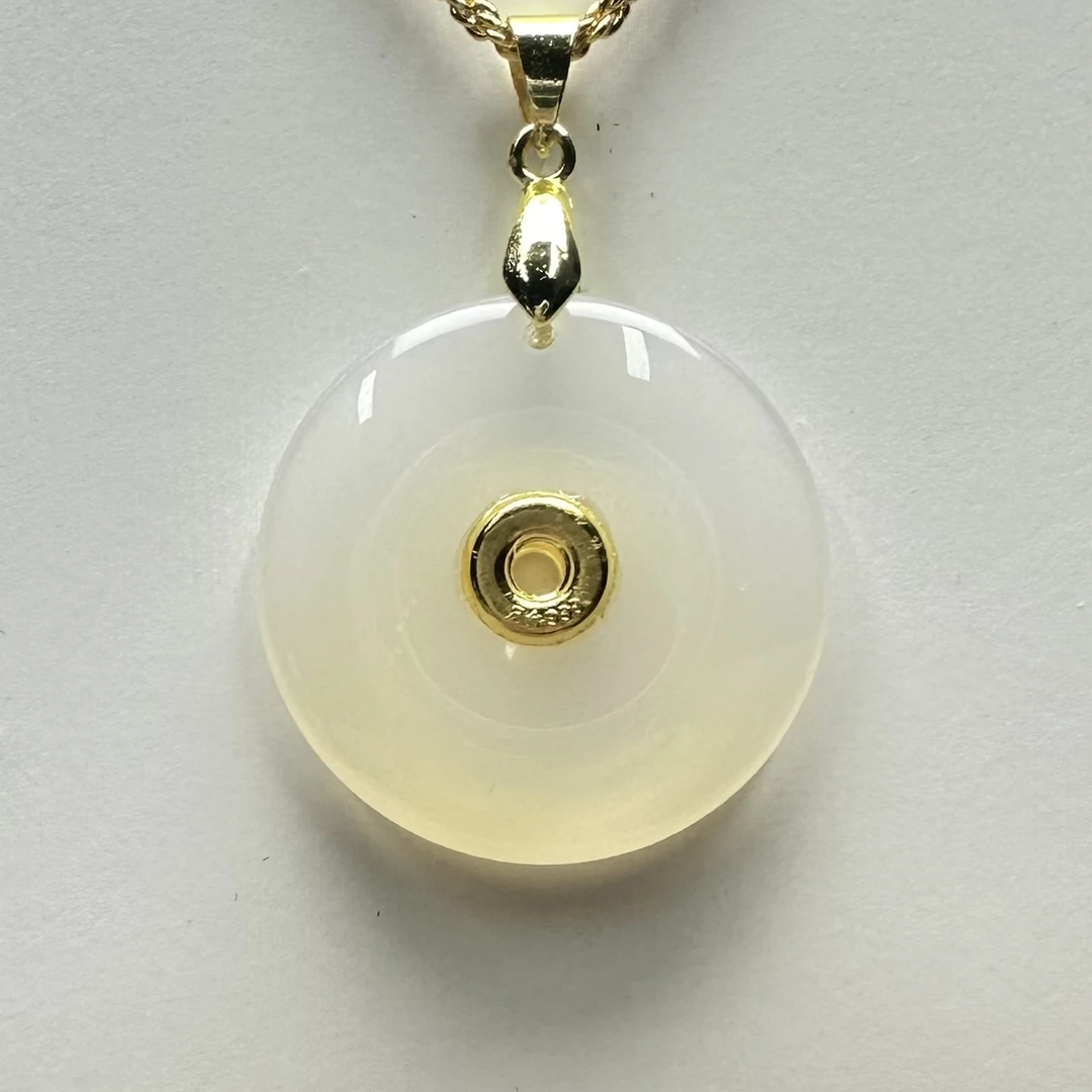 足金黄金真金玉髓平安扣吊坠-多样性发货-赠礼盒证书 ZZ