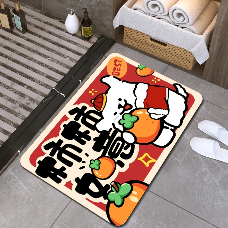 新款可爱卡通浴室吸水地垫卫生间厕所门口防滑橡胶底耐脏家用垫子