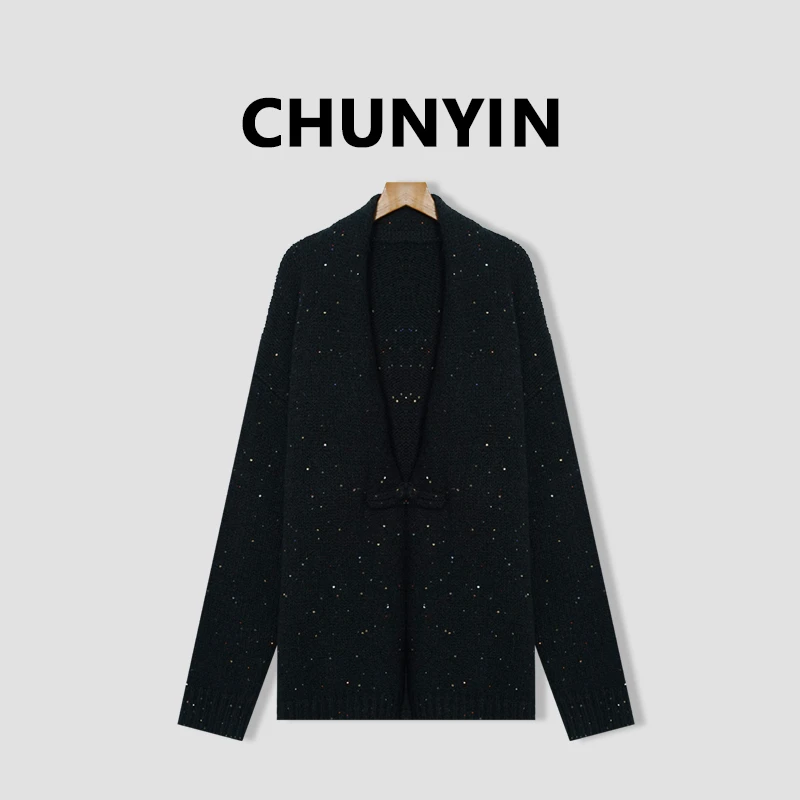 李心儿【针织衫外套】新中式国风设计师提花时尚长袖针织衫28898