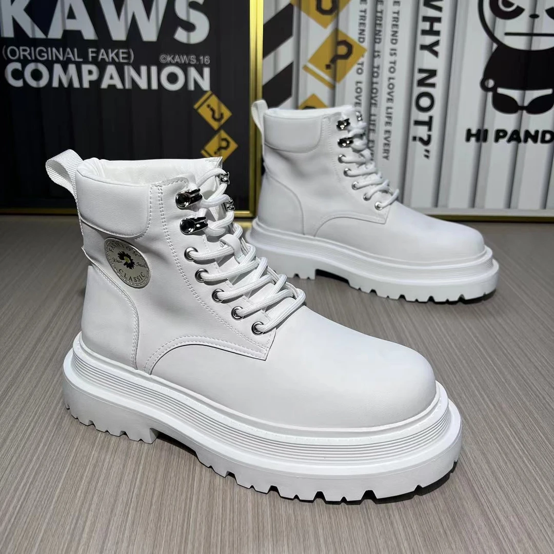 秋冬新款时尚增高男士马丁靴韩版百搭英伦工装鞋保暖精神小伙男鞋