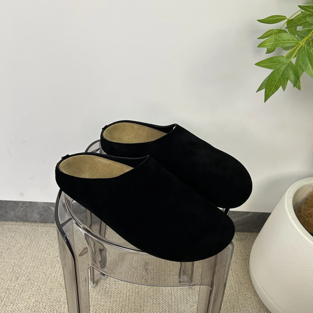 极简风row包头勃肯半拖圆头一脚蹬懒人拖软底软面百搭平底半拖