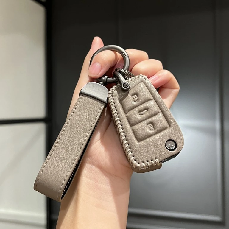 大众途观L钥匙套朗逸宝来车速腾帕萨特迈腾途岳包凌渡L扣壳真皮套