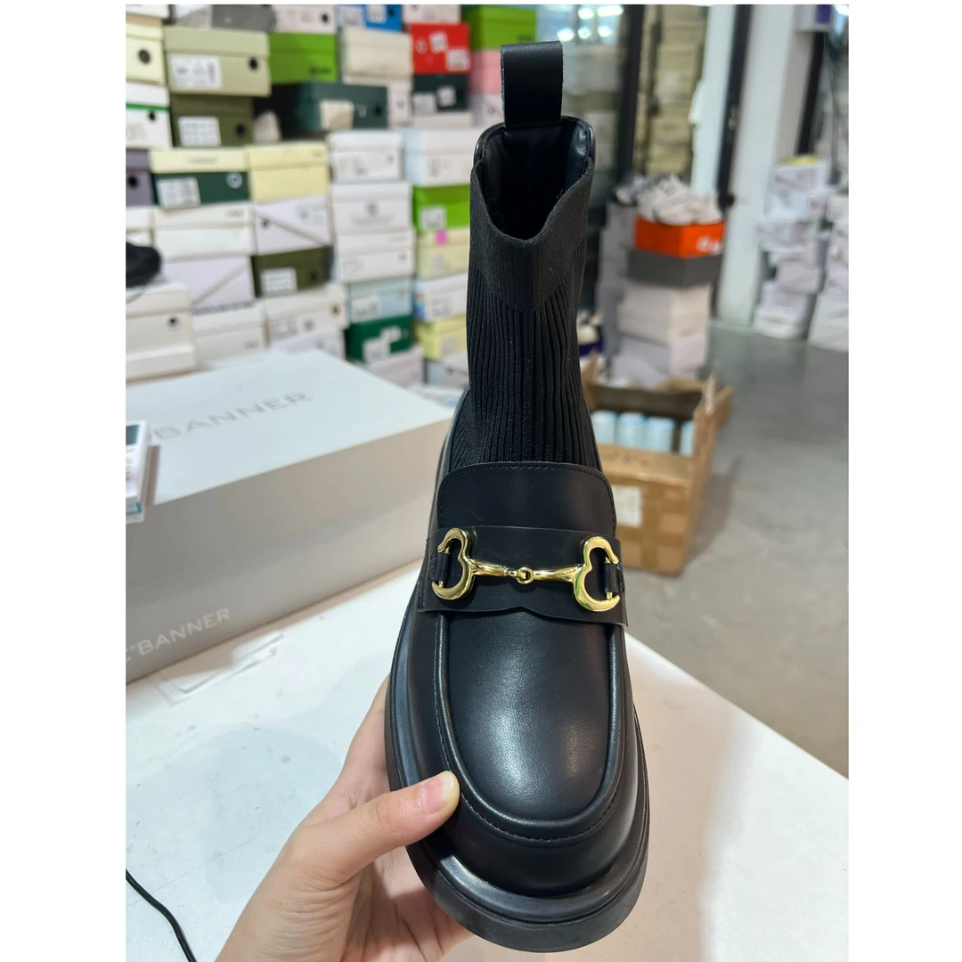 3HHF3加绒通勤弹力袜靴冬季新款女靴子舒适短靴