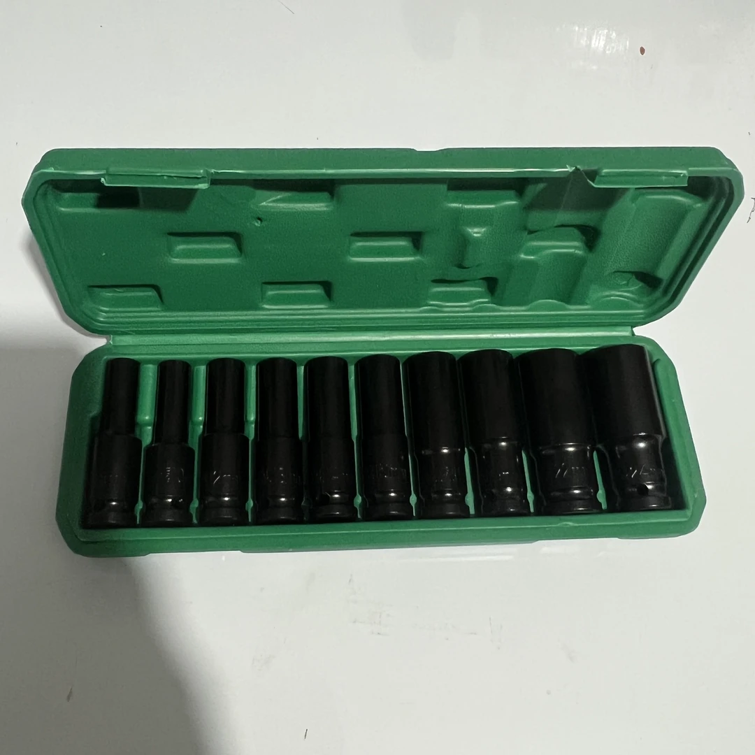 电动扳手加长套筒头组套盒装10件套气动加长电动工具套筒高碳钢