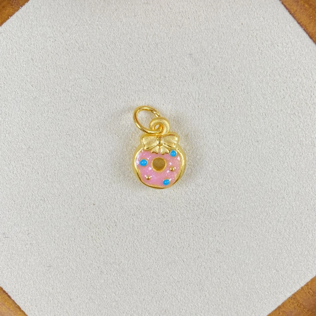 璟金珠宝 足金999 珐琅甜甜圈手编吊坠克重1.4g