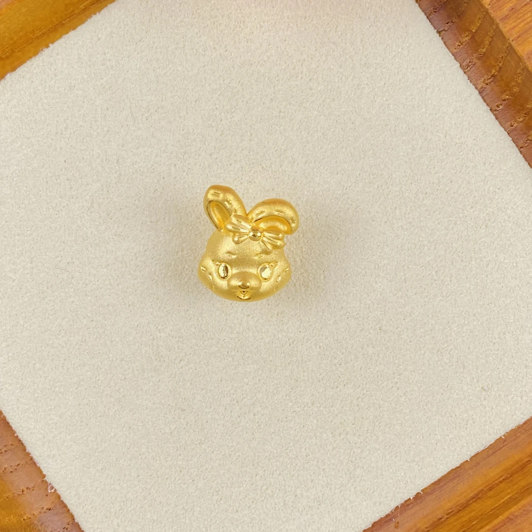 璟金珠宝 足金999 素金蝴蝶结兔子手编吊坠 克重可选