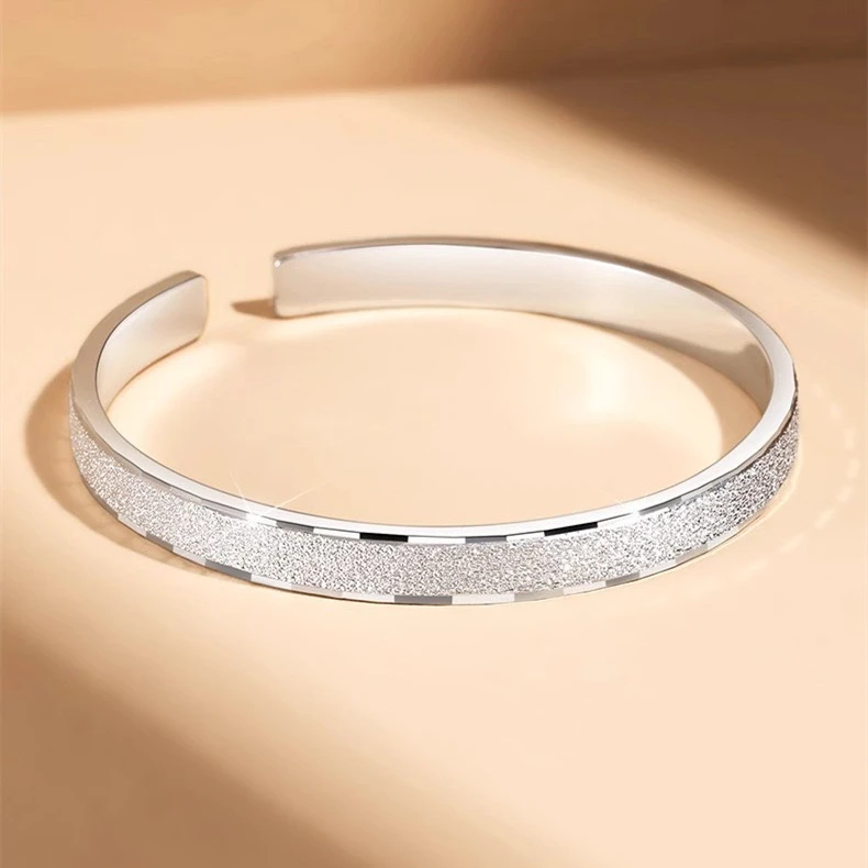 足银手镯 999.9【348】25克 满天星气质爱如初见繁星开口磨砂手镯