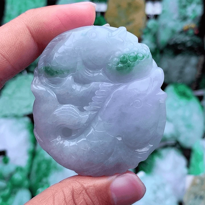 天然翡翠A货鱼牌