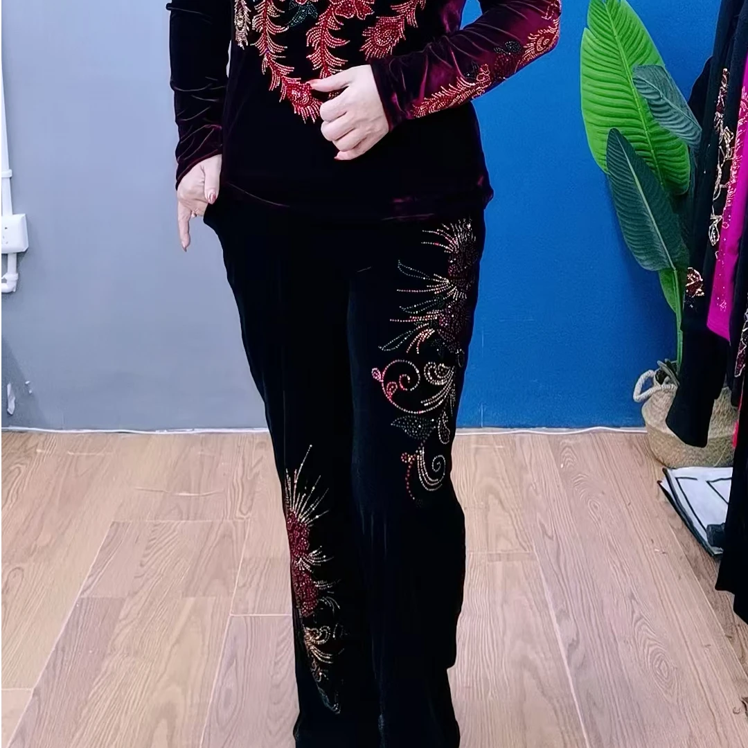 加绒爆款高档显瘦遮肉气质重工洋气大码时尚新款百搭休闲裤秋冬