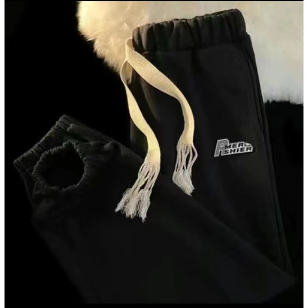 【4个色】秋冬长裤子宽松运动加绒加厚克莱因蓝休闲束脚卫裤男女