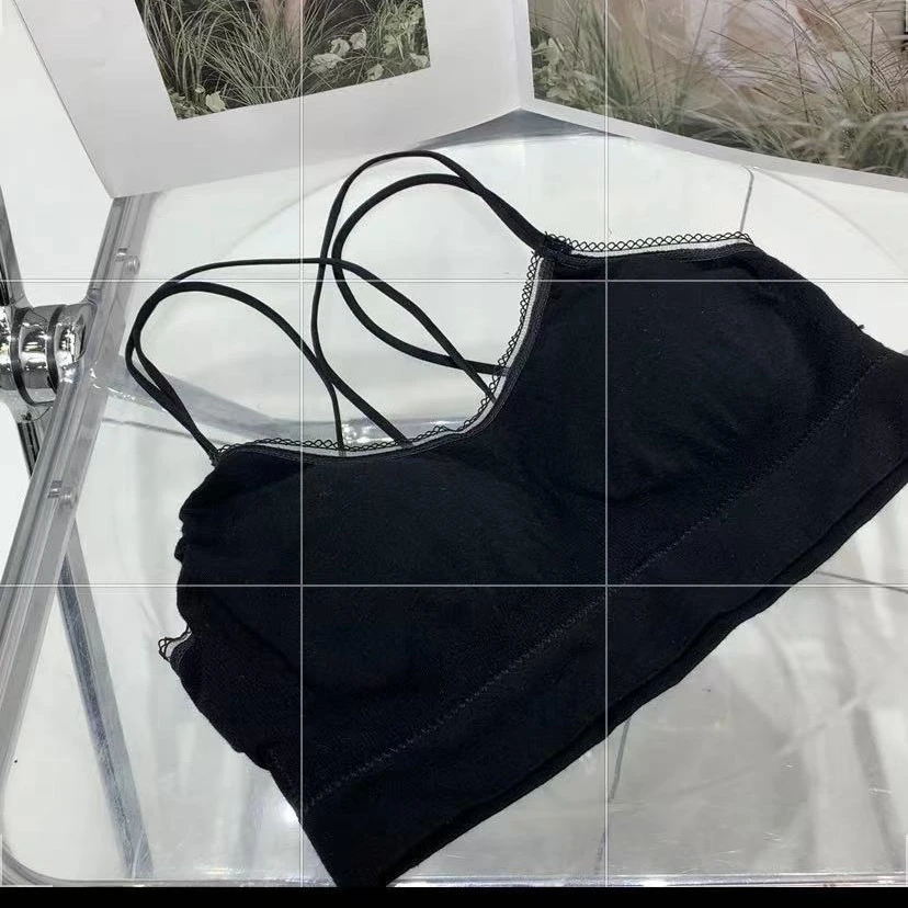 可米 女士百搭瑜伽蕾丝无钢圈睫毛交叉带子美背 308（适合140以内）