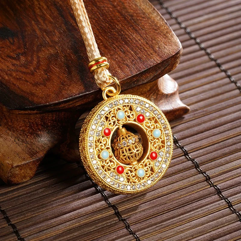 《幕筱源文创》s 45 黄色 复古国潮葫芦罗盘吊坠