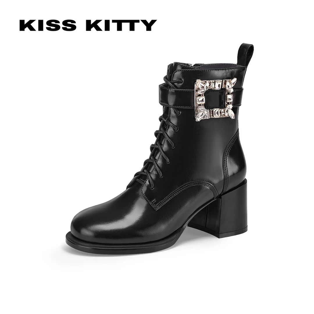 【达人专属】KISSKITTY高跟粗跟时尚马丁靴SA32713-81-Q