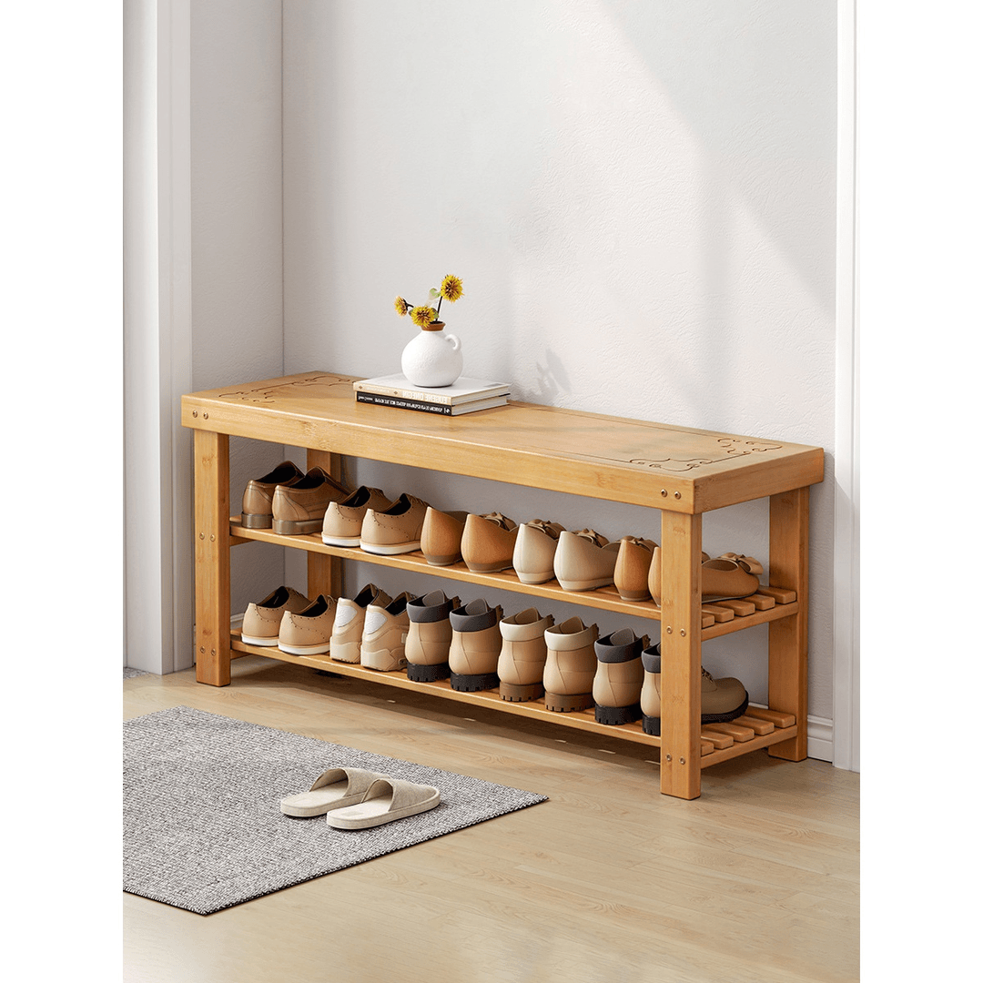实木换鞋凳家用门口楠竹鞋柜坐凳一体可坐入户穿鞋凳进门凳鞋架