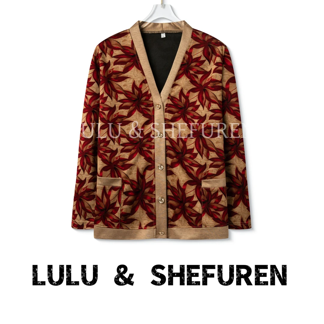 【精品妈妈】2024新款枫叶长袖舒适开衫上衣女装外套