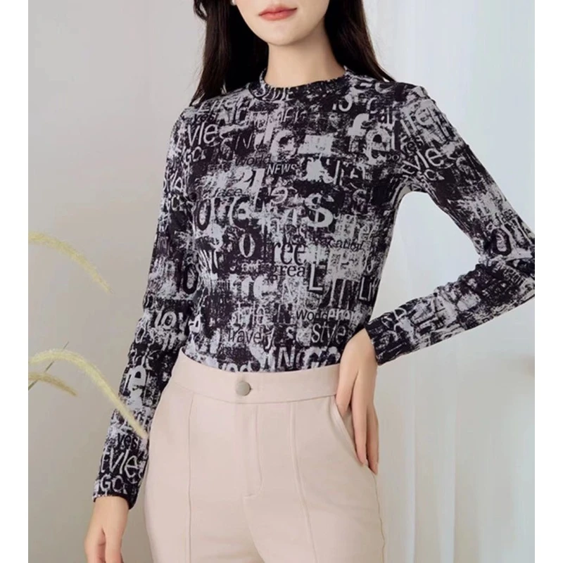 【精品妈妈】2024冬季新款显瘦保暖百搭半高领长袖打底上衣女装