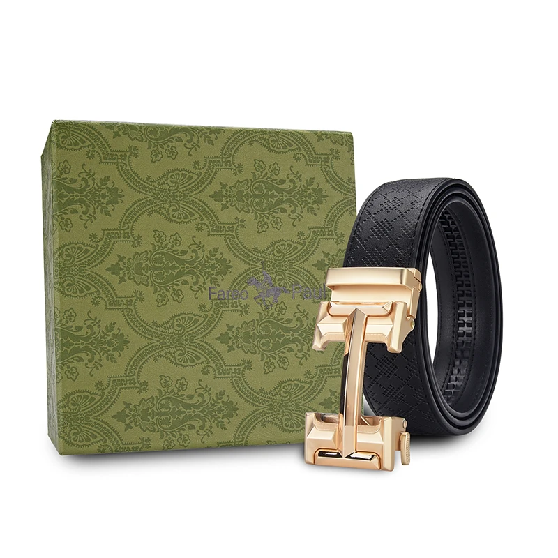 皮带压花带扣金色男士男时尚百搭潮流休闲卡扣自动扣裤腰带2025