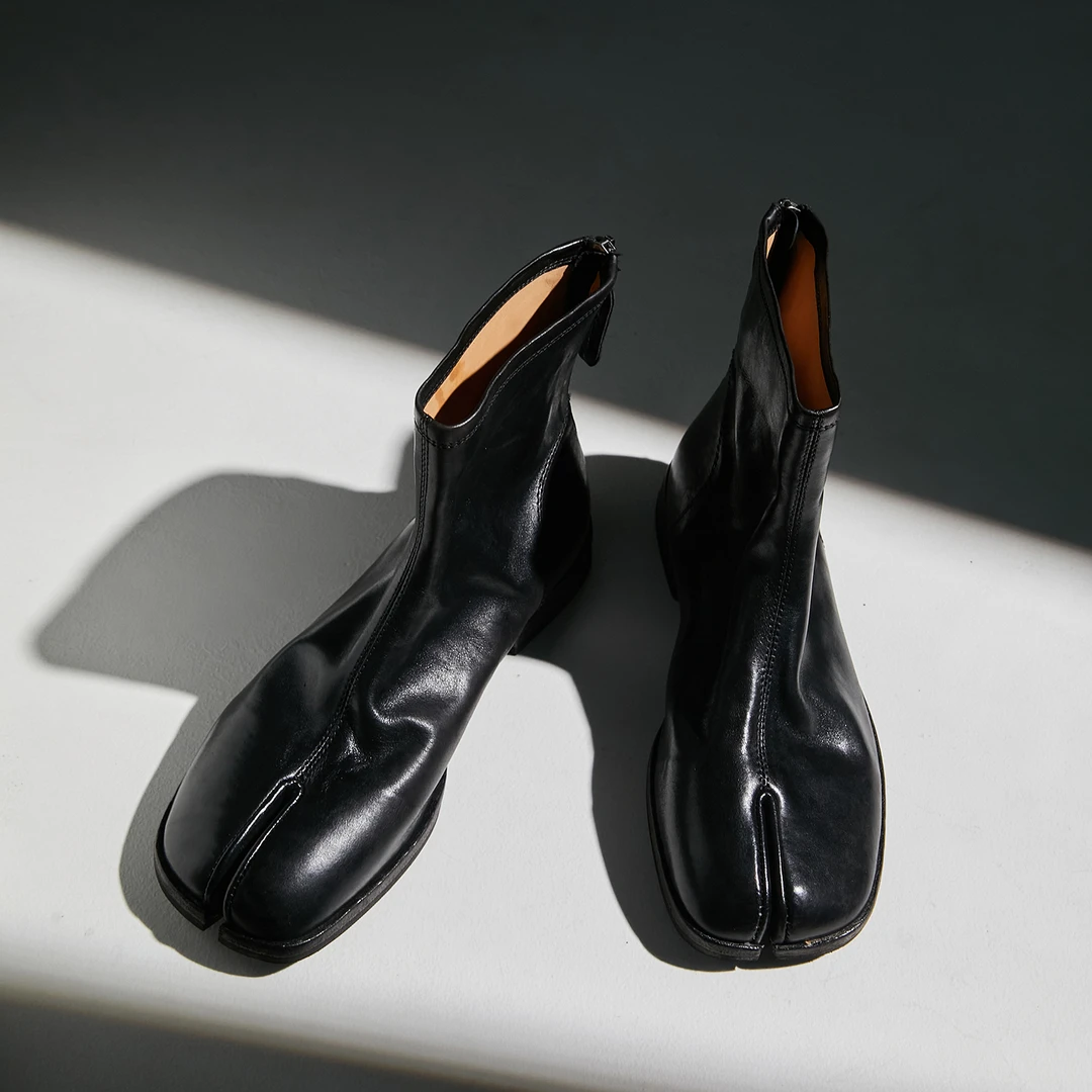 【GUIDI&GD孤品特价捡漏福利】水洗马皮分趾鞋小众马皮女靴后拉链