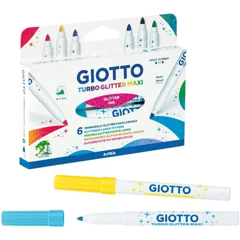 意大利GIOTTO齐多6色粗杆闪亮水彩笔儿童安全可水洗水彩笔