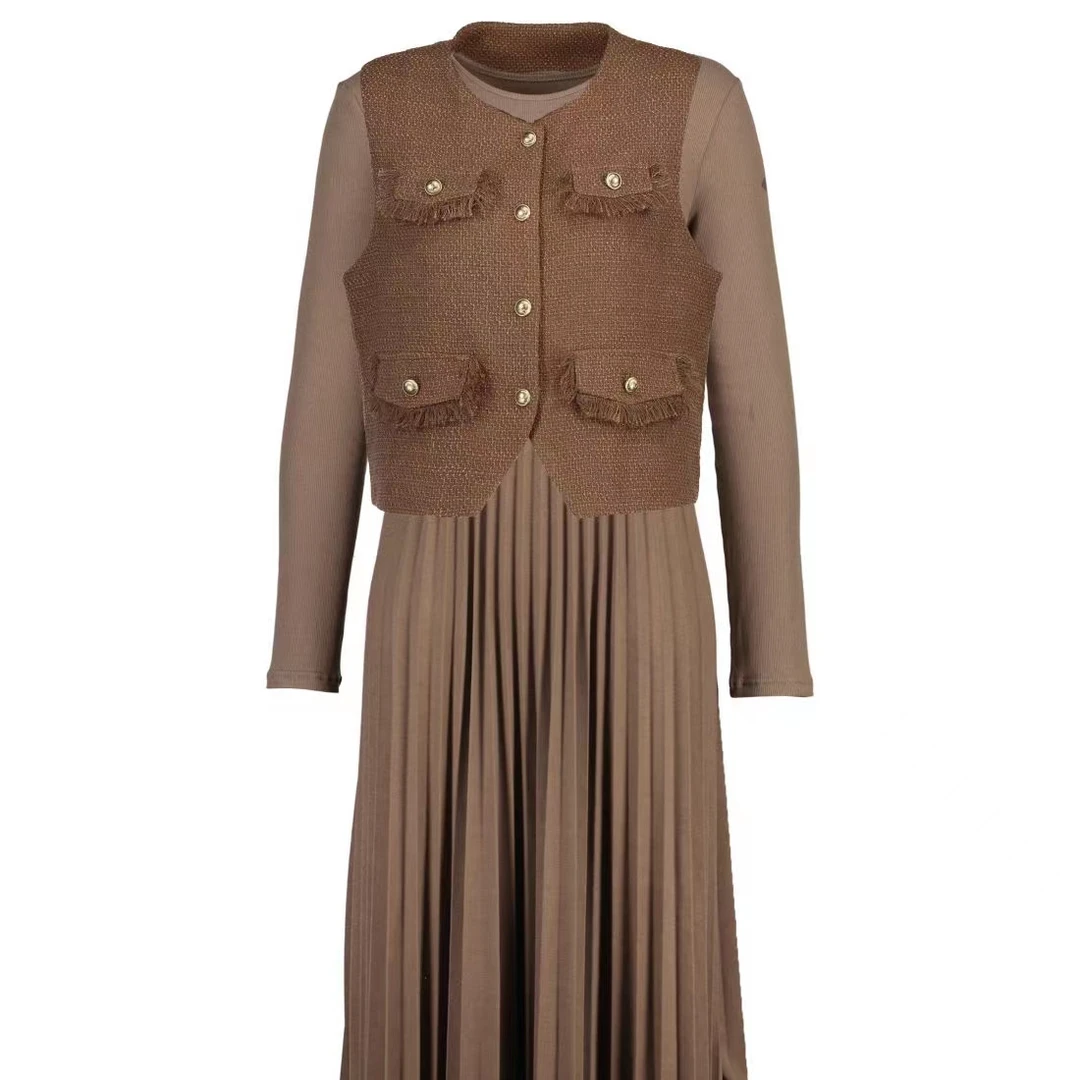 24年春款马甲两件套连衣裙