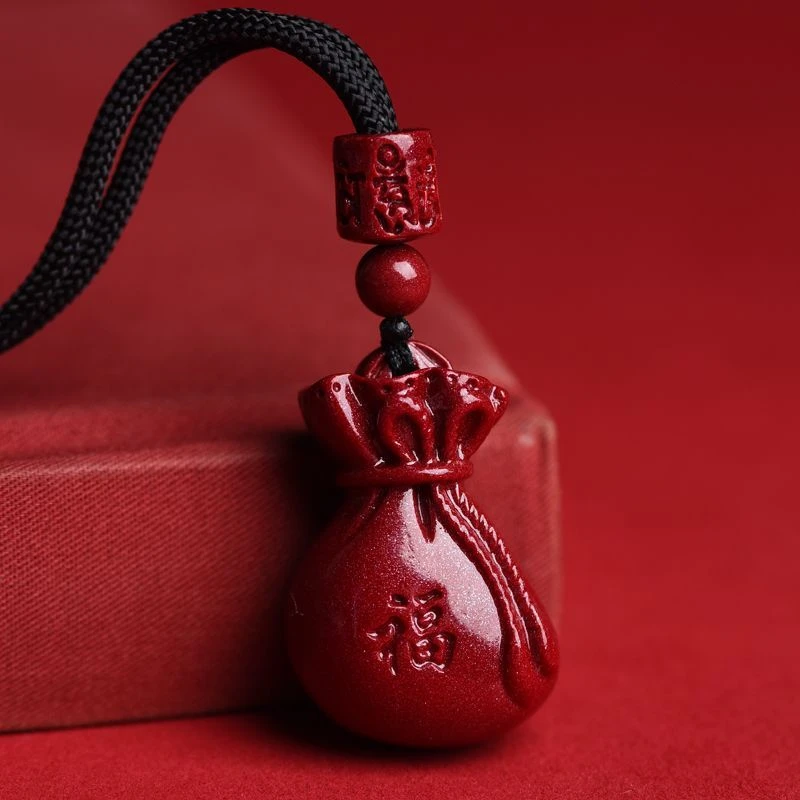 天然辰砂紫金沙福袋代代有福代代富保真朱砂高含量