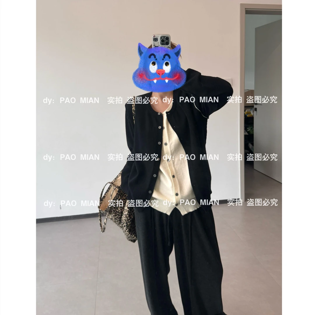 【 PAOMIAN 】针织毛衣时尚休闲百搭宽松设计师秋冬轻奢圆领拼接
