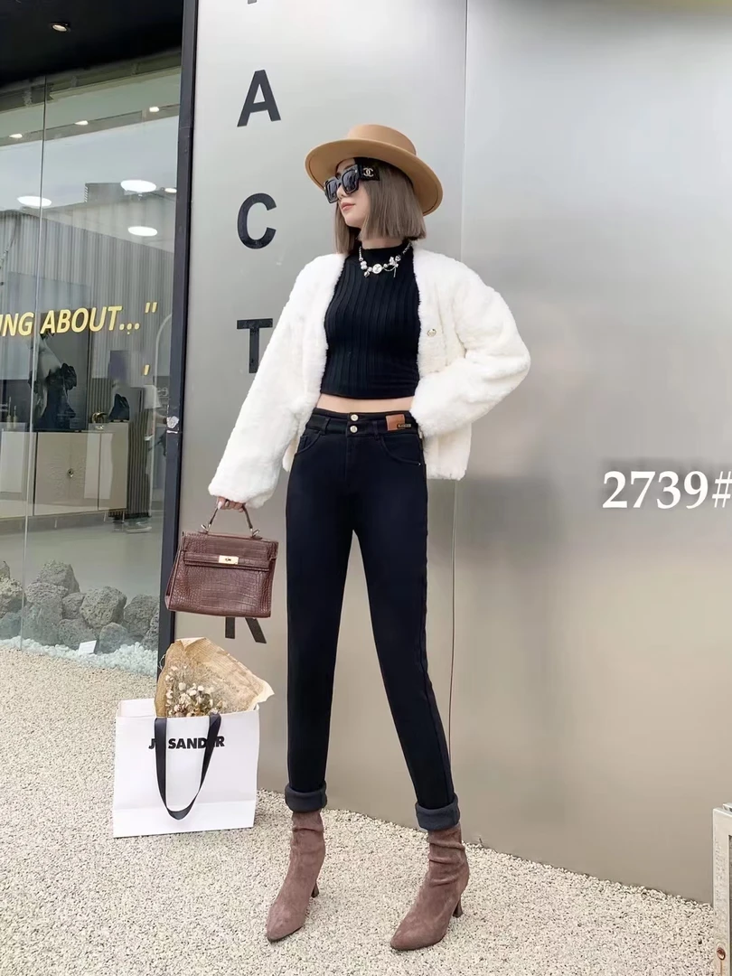 黑色秀身裤加厚款