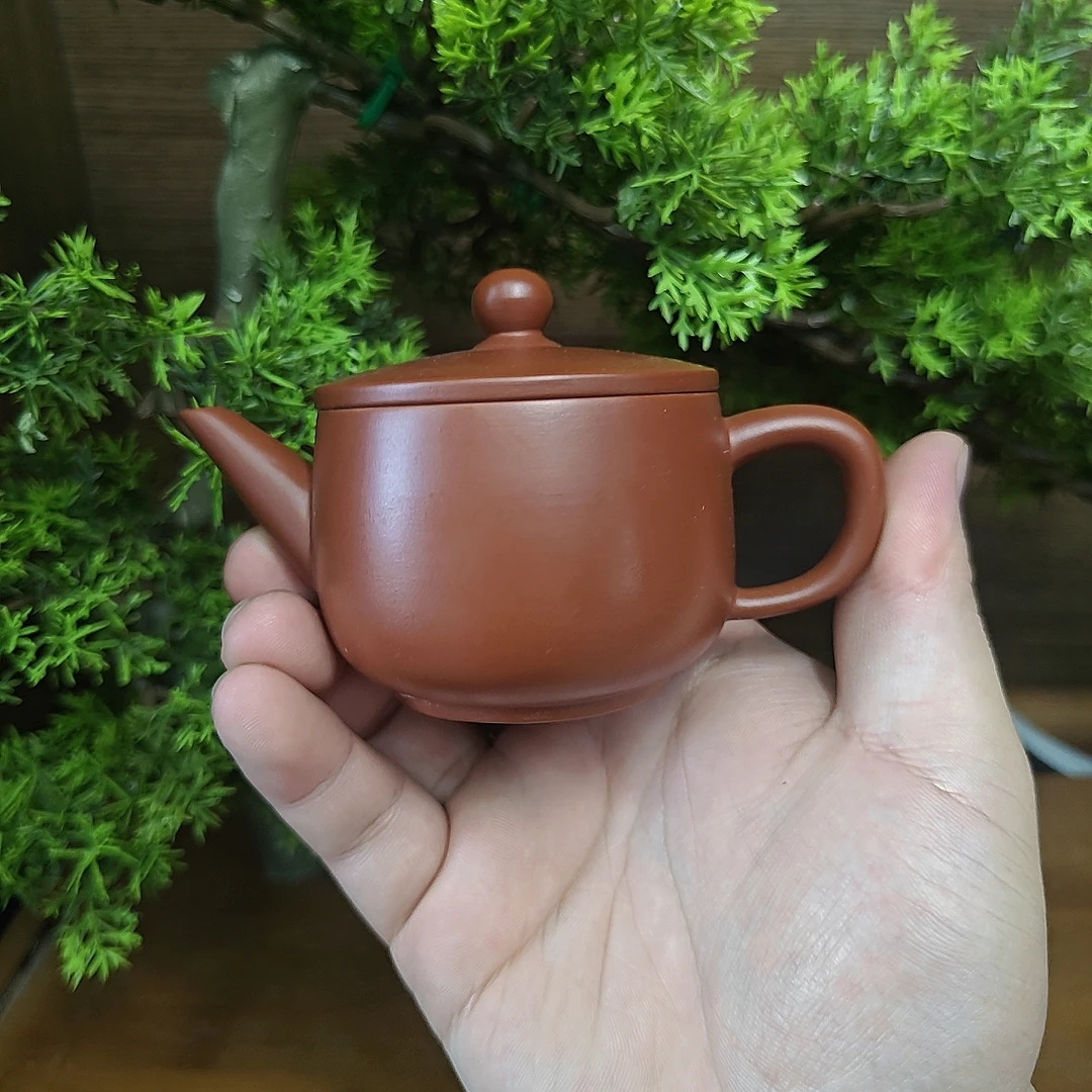 潮州朱泥手拉壶潮式汉瓦壶原矿朱泥手拉成型大口径实用器朱泥壶