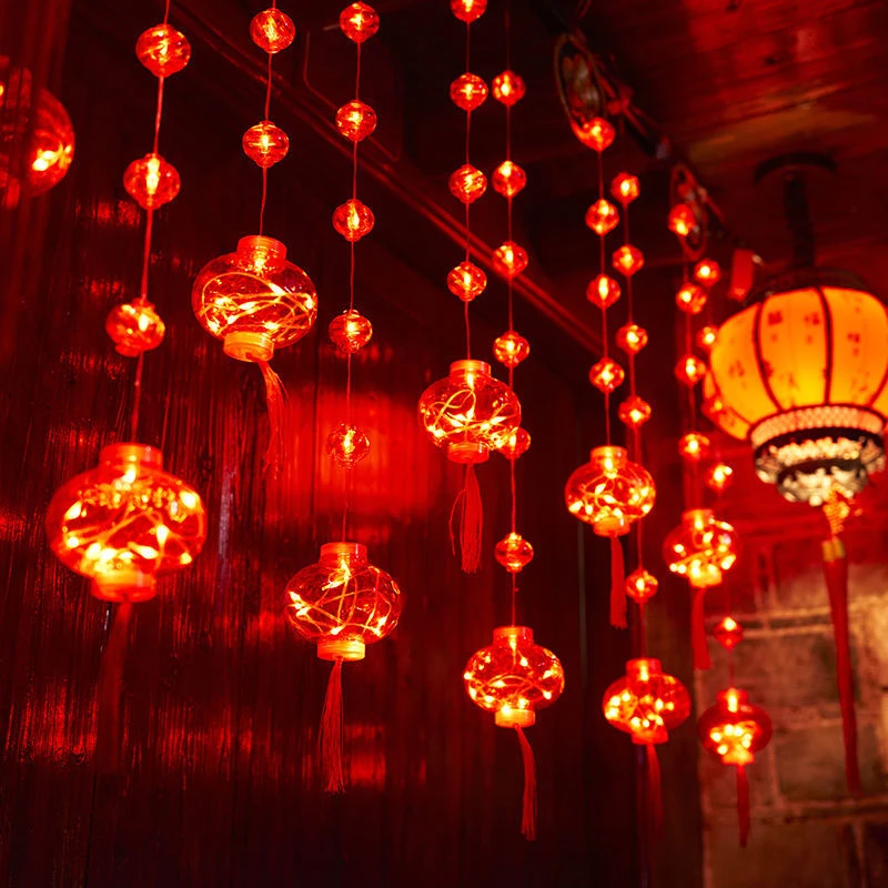 灯笼结婚带灯中国结灯过年小灯笼笼窗帘灯彩灯串灯灯光房间氛围灯
